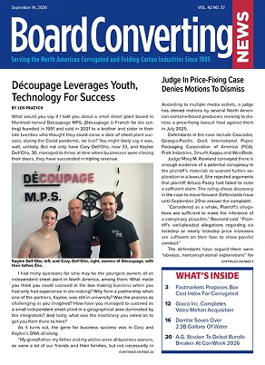 Board Converting News Vol. 42, No. 37 cover, September 14, 2026