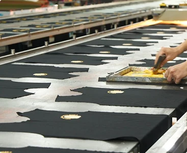 Printed sheets on a conveyor